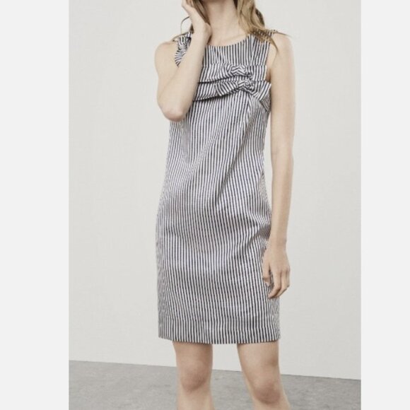 Banana Republic Navy Stripe Double Bow Shift Dress - Picture 7 of 10